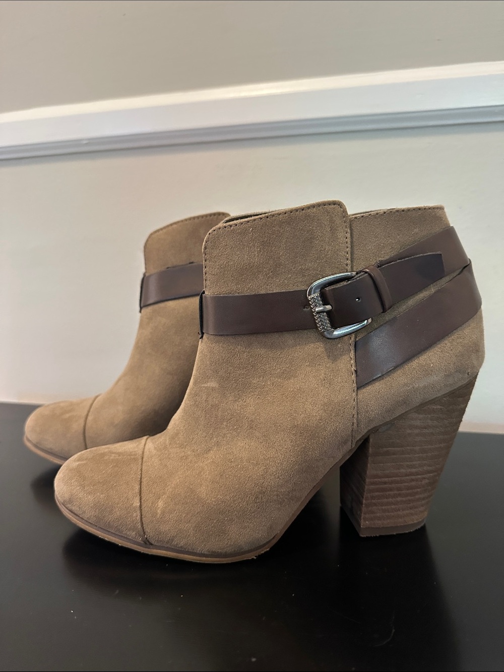 Brown Ankle Boots with Buckle Straps
